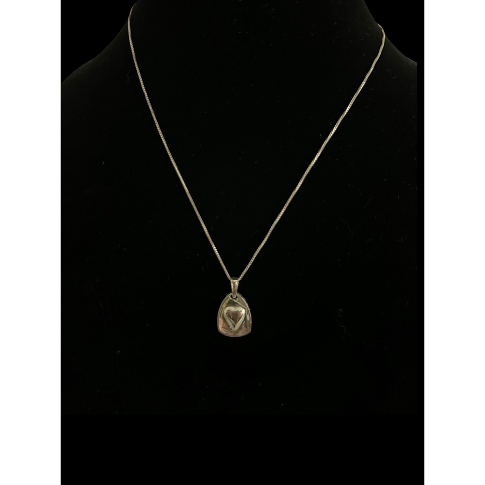 925 Italy Sterling Silver Heart Quote Necklace Womens OS Silver Box Chain